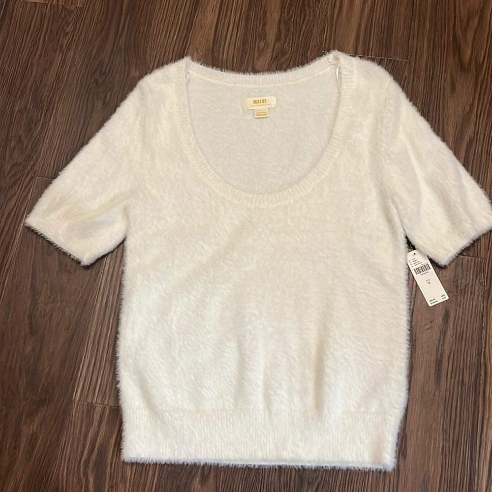 Maeve Short Sleeve Fuzzy Sweater